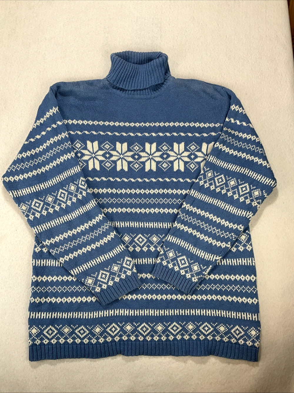 Designs Lane Bryant Snowflake Fair Isle Cotton Blend Turtleneck Sweater 18 20